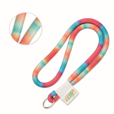 Lanyard tubular con etiqueta tejida